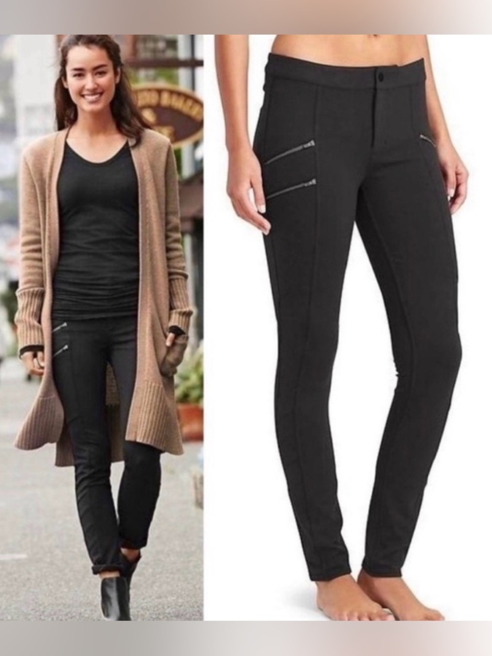 Athleta Women’s Ponte Moto 2.0 Black Athleisure Pants 73373 ~ Size 4